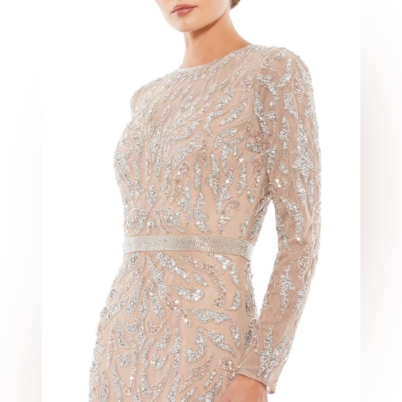 👗 NWT! Mac Duggal Sequin & Bead Long Sleeve Dress - Picture 2 of 15